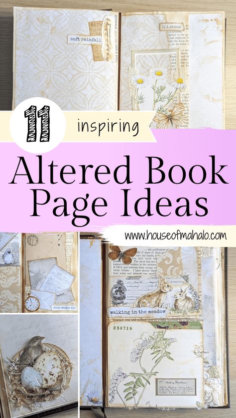 Altered Book Pages: 11 Easy & Beautiful Page Ideas To Inspire You! Paper Flower Origami, Paper Flower Ideas, Journal Crafts, Old Book Art, Diy Old Books, Altered Books Pages, Homemade Journal, Flower Origami, Journal Tutorials