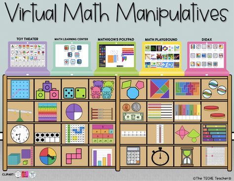 Virtual Math Manipulatives, Teaching Math To Ell Students, Illustrative Math 3rd Grade, Math Sensory Activities, Google Slides For Teachers, Kindergarten Manipulatives, Classroom Manipulatives, Resource Teacher, Bitmoji Classroom