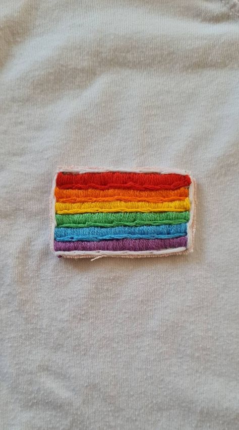 Rainbow Pride flag embroidered patch, ready to sew on or iron on to your clothing ready for Pride day 2021!! Wear it proudly on cotton, denim or other non stretchy fabric!  Note: You need to sew on patches onto leather or nylon materials! How to Iron on!  1. Preheat the area where the patch will be applied 2. Place the patch over the surface and press for 30 seconds using an iron. 3. Do not move the iron around! 4. Hold down for 30 seconds more whilst applying some pressure  If you want it more Pride Flag Embroidery, Rainbow Applique, Crochet Shark, Rainbow Pride Flag, Jacket Ideas, Gay Pride Flag, Rainbow Flag Pride, Crochet Turtle, Pride Day