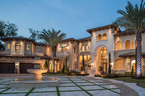 Contemporary Mediterranean House, Mediterranean Revival Architecture, Spanish Mansion, Mediterranean Homes Exterior, Modern Mediterranean Homes, Mediterranean Luxury, Contemporary Mediterranean, Mediterranean Exterior, Mediterranean Revival