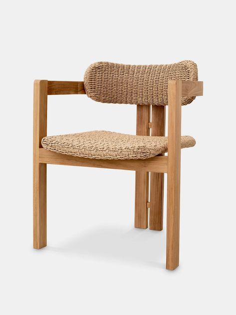 Manon Outdoor Dining Chair — Outdoor chairs | Artilleriet Woven Furniture Design, Deco Baroque, Outdoor Dining Chair, Side Table With Storage, Moving Furniture, Richmond Interiors, Teak Frame, European Furniture, Teak Outdoor