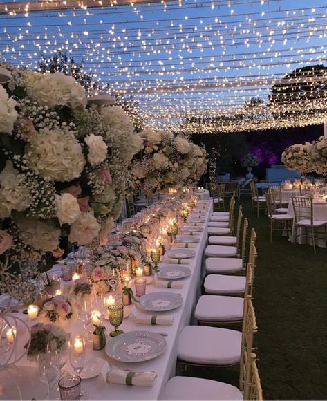 Dreamy starry night wedding reception |wedding reception, wedding reception decorations,outdoor wedding decor ideas,outdoor wedding,outdoor wedding decorations,outdoor wedding reception,wedding table,wedding table decorations,tabel decorations,floral inspiration,floral installation,event floral design,wedding flowers, flowers for wedding,floral wedding,flower arrangements,wedding planning,wedding inspo,wedding details,summer wedding,spring wedding ,spring wedding decroations Mismatch Centerpieces Wedding, Nikkah Venue Ideas, Intimate Tent Wedding, Romantic Wedding Vibes, Pretty Wedding Venues, Backyard Nikkah, Nature Wedding Venues, Modern Wedding Venue Ideas, Nikkah Event