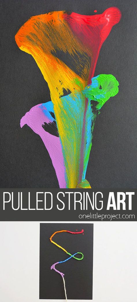 String Pull Painting: String Paint Art With Acrylic Paint String Pull Painting, Pulled String Art, Pull Painting, Art With Acrylic Paint, Yarn Painting Art, Firework Painting, Classe D'art, Acrylic Art Projects, Yarn Painting