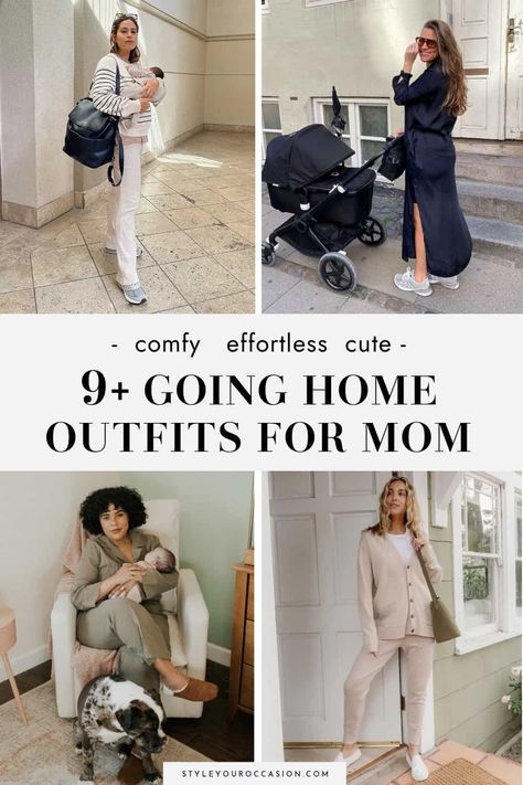 Mom Going Home From Hospital Outfit, Hospital Post Partum Outfits, Cute Going Home Outfits For Mom, Moms Coming Home Outfit From Hospital, Outfits For After Giving Birth, Mother Going Home Outfit, Going To Hospital Outfit, Post Birth Hospital Outfit, Comfy Going Home Outfit For Mom