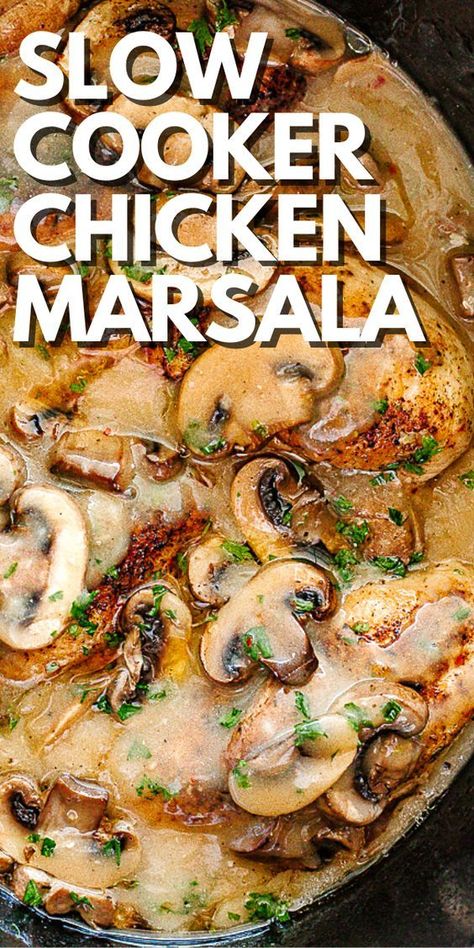 Slow Cooker Chicken, Slow Cooker Chicken Marsala, Chicken Breast Crockpot Recipes, Crockpot Chicken Breast, Marsala Chicken Recipes, Crock Pot Chicken, Chicken Marsala, Crockpot Dishes, Chicken Slow Cooker Recipes