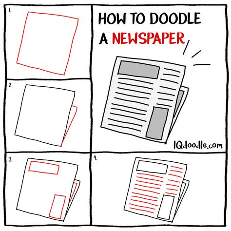 How to Doodle a Newspaper Minimalist Drawing Tutorial, How To Draw Newspaper, Newspaper Drawing Ideas, Newspaper Drawing Art, Newspaper Drawing Easy, Newspaper Doodle, Newspaper Drawing, Google Drawing, Mr Doodle