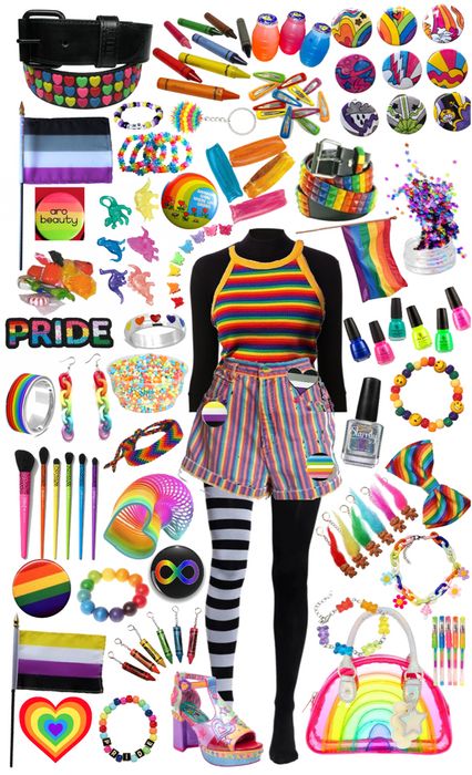 ❤️❤️❤️ Outfit | ShopLook Weirdcore Dresses, Silly Clothes Aesthetic, Rainbow Outfits Aesthetic, 2020 Kidcore, Weird Aesthetic Outfits, Kelsey Aesthetic, Weirdcore Aesthetic Outfits, Spacecore Outfits, Clown Core Outfit