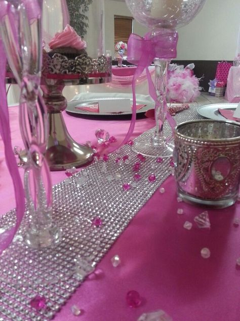 Pink Sparkle Party Decorations, Pink And Diamonds Theme Party, Pink And Diamond Theme Party, Pink And Silver Graduation Party Ideas, Pink And Silver Birthday Party, Princess Quince, Diamond Theme Party, 18th Party, Pink Party Theme