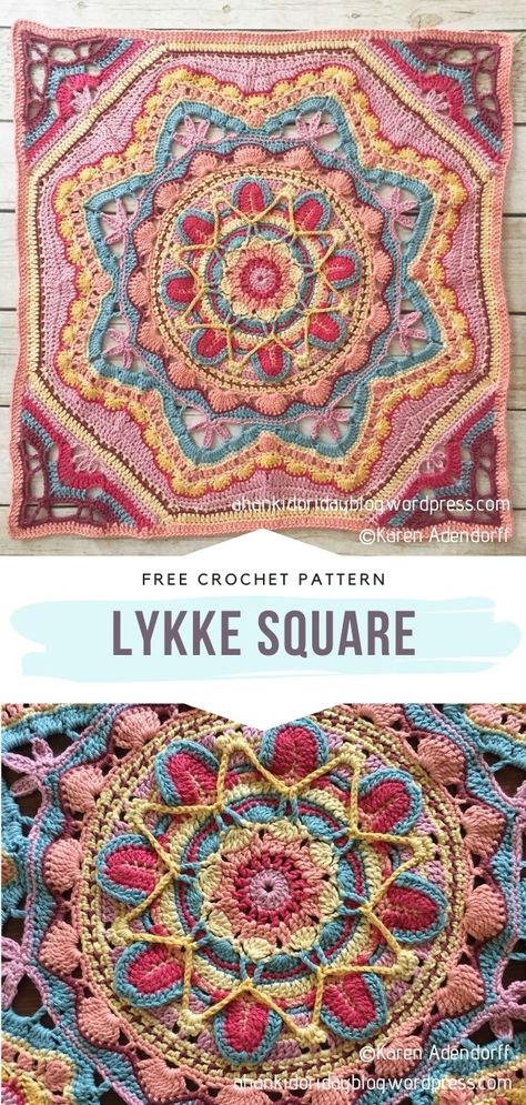 Crochet Pastel Colors, Mandala Granny Square Crochet Free Pattern, Mandala Crochet Square, Afghan Crochet Patterns Squares, Afghan Block Crochet Patterns, Afghan Squares Crochet Patterns Free, Cute Baby Blanket Crochet Pattern, Crochet Along 2023, Crochet Square Afghan Patterns Free