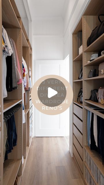 CINDY MEAD on Instagram: "3 closet makeovers with Ikea - office, bedroom and nursery 🪄  We’ve now renovated 3 wardrobes in this house with this brilliant Ikea system. We absolutely love how customisable everything is with Pax and the quality is so good! Compared to the cost of custom cabinetry, you just can’t go wrong with Pax if you ask us!   The only downside is those pesky cabinetry holes for shelving positioning but, if you can be bothered, you can fill them with special plugs from ikea… we used the plugs in the nursery and office wardrobes, but I honestly couldn’t bothered with the main bedroom wardrobe - there was just too many 😂  Drop any Q’s below!   #wardrobe #wardrobereno #ikeapax #ikeapaxcreators #DIYprojects #ikeahacksandideas #roomtransformation #closetreno #closet #ikeapaxc Wardrobe Home Office, Ikea Walk In Wardrobe Small, Ikea Walk In Closet Ideas, Pax Walk In Closet, Ikea Walk In Wardrobe, Pax Wardrobe Ideas, Ikea Dressing Room, Small Walk In Wardrobe, Nursery And Office