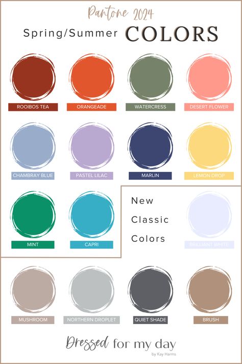 The Trending COLORS of Spring/Summer 2024 - Dressed for My Day Outfit For Women Casual, Work Outfit Summer, Spring Outfits Women Work, Spring Pantone, Women Spring Fashion, Summer Color Trends, Casual Work Outfit Summer, Spring Color Palette, Summer Shades