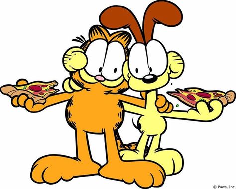 Garfield and Odie Eating Pizza Odie And Garfield, Garfield Party, Garfield Birthday, Garfield Quotes, Garfield Odie, Pizza Subs, Garfield Wallpaper, Garfield Images, Garfield Pictures