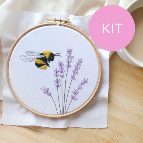 Bee And Lavender, Lavender Embroidery, A4 Design, Design Sheet, Frixion Pens, Learning To Embroider, Garden Lover Gifts, Bee Embroidery, Floral Embroidery Patterns