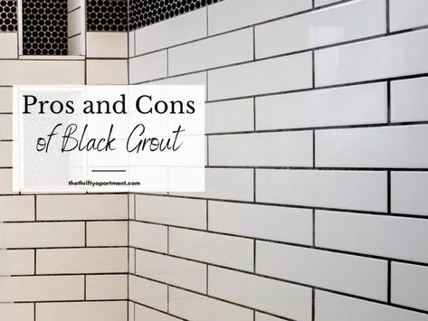 Pros and Cons of Using Black Grout on White Tiles Grey Floor White Tile Bathroom, White With Black Grout Backsplash, White Tile Backsplash With Black Grout, White Tiles Dark Grout Kitchen, White Subway Tile Different Grout Colors, Subway Tile Bathroom Black Grout, White Subway Tile Bathroom Black Accents, White Bathroom Black Grout, Bathroom Tile White And Black