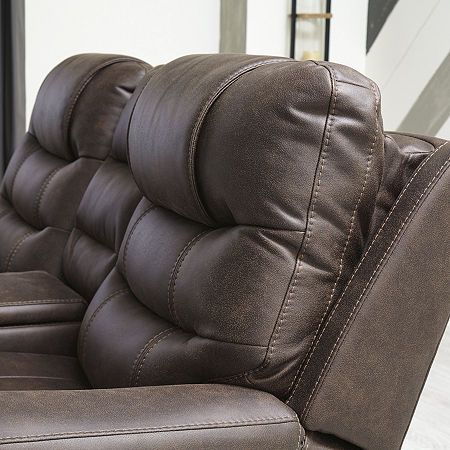 Included: 1 Reclining Loveseat(s)Features: Beverage Holder, Power Recline, Storage, UpholsteredArm Style: Pad ArmJoinery: Stapled, Glued, Screwed, NailedLoveseat Measurements: 75.75 Width/Inches, 43.25 Height/Inches, 38.63 Depth/InchesMaximum Weight Limit: 500 LbsSeat Back Height: 23 InSeat Depth: 19 InSeat Height: 20 InWeight (lb.): 260 LbAssembly: AssembledFabric Description: Faux LeatherFilling Content: 100% Poly-FoamFrame Content: 70% Oriented Strand Board, 25% Metal, 5% Other 5% Or LessUpho Strand Board, Luxury Furniture Sofa, Power Reclining Loveseat, Sofa Bed Design, Furniture Details Design, Leather Reclining Sofa, Lounge Suites, Reclining Loveseat, Power Reclining Sofa