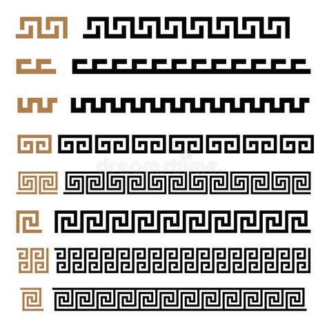 Greek Art Patterns, Greek Motifs Design, Greek Geometric Pattern, Greek Ornament Tattoo, Ancient Greece Design, Greek Inspired Design, Ancient Greek Patterns, Greek Pattern Tattoo, Greek Key Tattoo