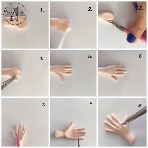 Hand Tutorial Fondant Tutorial, Fimo, Clay Body Sculpture Tutorials, Fondant Hand, Hand Tutorial, Fondant People, Hands Tutorial, Book Cakes, Fondant Cake Toppers