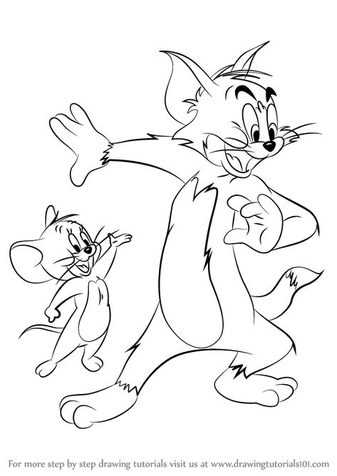 Learn How to Draw Tom and Jerry (Tom and Jerry) Step by Step : Drawing Tutorials How To Draw Tom And Jerry, Tom And Jerry Art Drawing, Tom Jerry Drawing, Tom And Jerry Drawing Easy, Tom Y Jerry Dibujos, Drawing Tom And Jerry, Tom And Jerry Tattoo Ideas, Doodle Art Coloring Pages, Tom Drawing