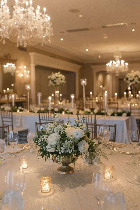 Romantic Table Decor Wedding, Flowers For Wedding Tables Elegant, Wedding Decor Inspiration Indoor, 90s Aesthetic Wedding Photography, Wedding Venue Centerpieces, Elegant Floral Arrangements Wedding, Wedding Reception Decorations Indoor Elegant, Simple Classy Wedding Centerpieces, Wedding Centre Piece Ideas Long Tables