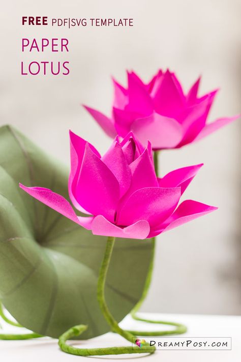 Lotus flower making with paper, free templates #paperflowers #flowertutorial #flowertemplate #freesvg Crepe Paper Lotus Flower, Diy Lotus Flower Backdrop, Diy Paper Lotus Flower, Paper Lotus Flowers Diy, Lotus Flower Paper Craft, Lotus Paper Flower, Lotus Flower Template, Lotus Flower Craft, Lotus Craft