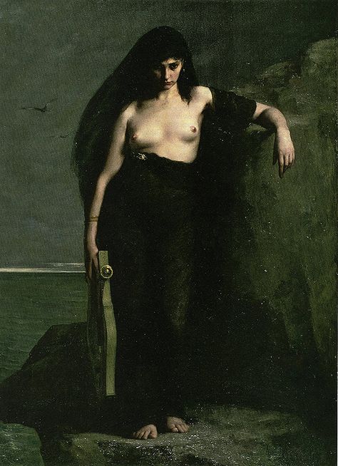 Sappho Art Paintings, Charles Mengin Sappho, Sappho Painting, Sappho Aesthetic, Sapphic Painting, Sappho Art, Sappho Tattoo, Rage Art, Rennaissance Art