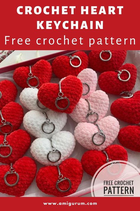 FREE crochet Valentine heart keychain pattern #amigurumi #amigurumipattern #crochettoy #amigurumitoy #amigurumiheart #crochetheart #crochetpattern #crochetplushpattern #crochetkeychain #amigurumikeychain #freeamigurumipatterns #crochetvalentine Crochet Keyring Free Pattern, Crochet Valentine Patterns, Bookmark Crochet, Crochet Butterfly Pattern, Crochet Heart Pattern, Crochet Keychain Pattern, Crochet Animals Free Patterns, Valentines Crochet, Beginner Crochet Projects