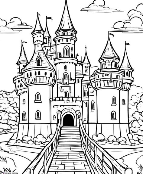 17 Castle Coloring Pages (2024 Free Unique Printables) Castle Coloring Pages Free Printable, Castle Colouring Pages, Warkworth Castle, Princes Peach, Paper Castle, Castle Coloring Page, Leeds Castle, Minecraft Castle, Hearst Castle