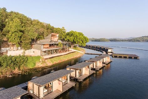 Cool Lake Docks, Lake Resort Design, Lake Architecture, Floating Architecture, Floating Hotel, Lakeside Resort, Lake Dock, Lake Hotel, Good Wood