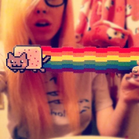 Nyan Cat Aesthetic, Nyan Cat Tattoo, 2010 Internet Aesthetic, 2010s Internet Aesthetic, Nyan Cat Pfp, Serious Aesthetic, Scene Stickers, 2012 Aesthetic, 2016 Aesthetic