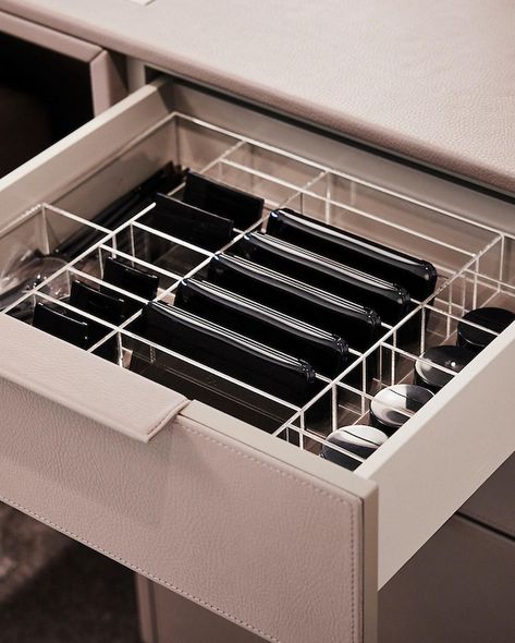 Whether your dressing table is in your wardrobe or bath, our options for drawer organization are almost endless. No more worrying about tiny things rolling out of sight!⁠ ⁠ ⁠ @lifestyle_organizer⁠ @kathanegraaf⁠ @schmalenbachdesign⁠ ⁠.⁠ .⁠ .⁠ #eggersmannusa #eggersmann #germancabinetry #germanluxury #customcabinetry #customcabinets #customstorage #storagesolutions #makeuporganizer #makeuporganization #drawerorganizer #customhome #customspaces #luxurywardrobe Drawer Organization, Luxury Wardrobe, Make Up Organiser, Custom Storage, Tiny Things, Walk In Wardrobe, Drawer Organizers, Drawer Organisers, Custom Cabinetry