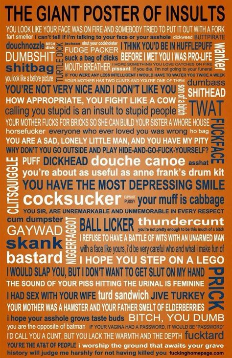 The Giant Poster Of Insults - Imgur Humour, What I Like About You, Step On A Lego, Giant Poster, E Card, I Smile, Bones Funny, That Way, Make Me Smile