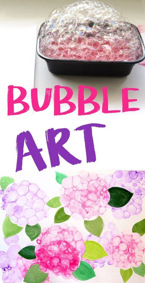 Looking for fun and easy art projects to make? Try bubble art! It's makes for really pretty hydrangeas and flowers. So cool! It's easy enough for kids to make but teens and adults would enjoy this simple art project, too. #art #crafts #coolideas #kidskubby Oppgaver For Barn, Beginner Watercolor, Fun Watercolor, Paint Recipe, Owl Quilt, Diy Dish, Bubble Painting, Easy Art Projects, Hydrangea Flowers