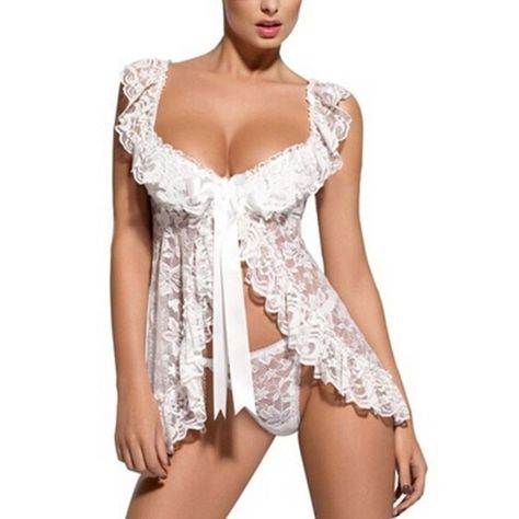 White Lingerie Outfit, Lace Lingerie Outfit, String Rouge, Wedding Night Lingerie, Cute Lingerie, Best Lingerie, White Lingerie, Lingerie Outfits, Lace Babydoll