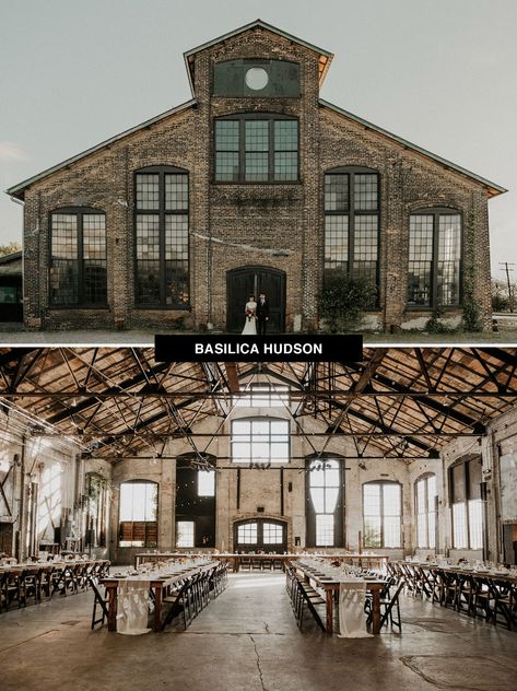 Warehouse Wedding Venue Ideas, Basilica Hudson Wedding, Warehouse Venue Spaces, Abandoned Wedding Venues, Industrial Modern Wedding Venues, Wedding Venues Buildings, Metal Wedding Venue Building, Wedding Building Design, West Texas Wedding Venues