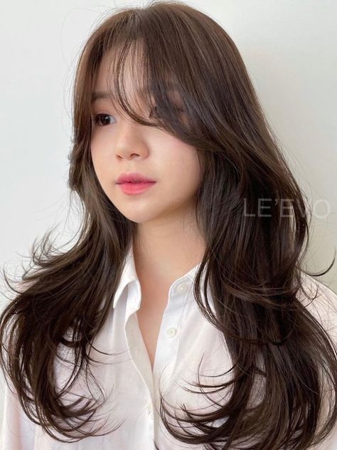 35+ Korean Curtain Bangs Styles That Look Good on Everyone | Kbeauty Addiction Korean Haircuts For Women, Korean Haircut Women, Korean Layered Haircut, Korean Haircut Long, Korean Curtain Bangs, Layers And Curtain Bangs, Bang Ideas, Korean Long Hair, Bangs Styles