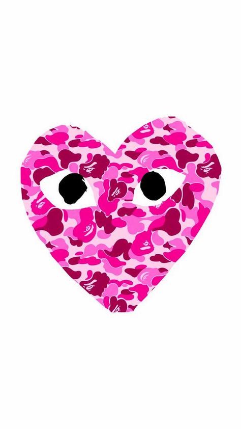 Bape Heart Wallpaper, Bape Heart, Des Garcons Wallpaper, Garcons Wallpaper, Comme Des Garcons Wallpaper, Wallpaper Girly Iphone, Girly Iphone Wallpaper, Cdg Play, Play Comme Des Garcons