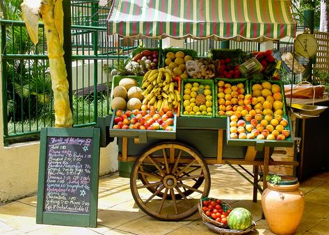 Fruit wagon Fruit Vendor Cart, Fruit Cart Ideas, Indoor Fruit Garden, Fruit Stand Ideas, Fruit Stand Aesthetic, Fruit Market Design, Fruit Shop Design, Fruit Truck, Fruit Cart