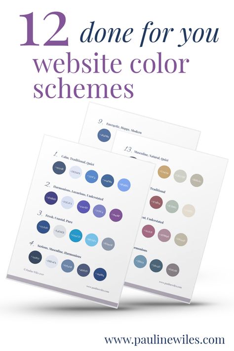 Are you confused by website colors? Hung up on hues? Here are 12 done-for-you website color palettes, arranged by seasonal inspiration. Complete with guidance on which color to use where, on your website. #website #color #onlinemarketing #colorpsychology #webdesign #diywebsite Professional Website Color Palette, Colors For Website Design, Color Palette For Web Design, Best Website Color Palettes, Best Color Palette For Website, Color Pallets For Website, Website Design Inspiration Business Color Palettes, Website Branding Colors, Website Color Palette Branding Colour Schemes