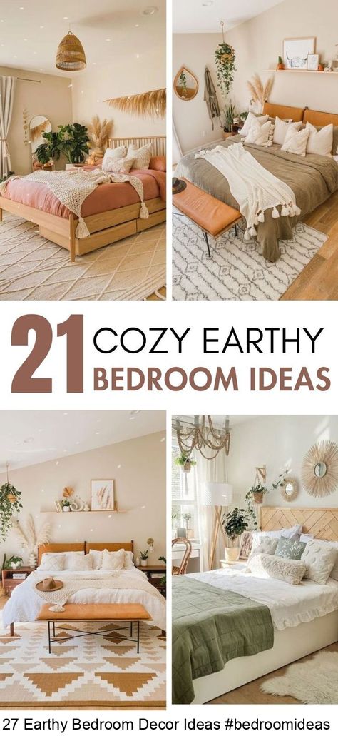 Here are 27 cozy and earthy bedroom ideas to recreate and feel energized and peaceful in #earthybedroomideas Cream Walls Bedroom, Cozy Earthy Bedroom, Earthy Bedroom Ideas, Earthy Bedroom, Walls Bedroom, Feel Energized, Cream Walls, Cozy Room, Room Colors