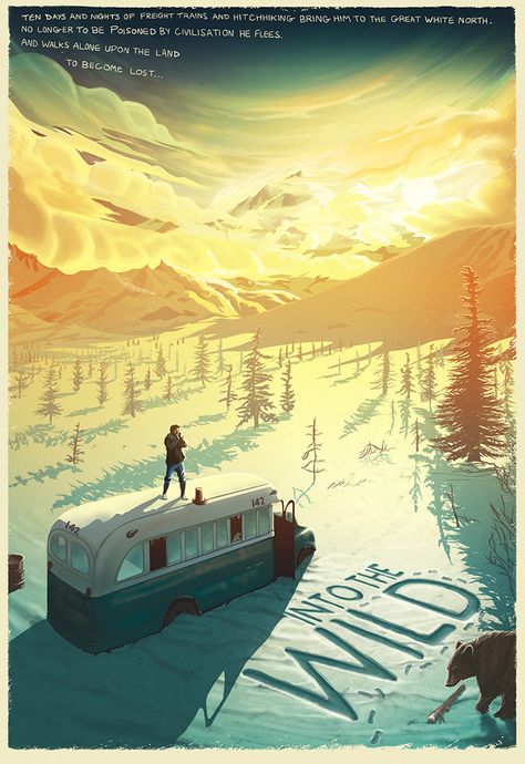 Into the Wild by Pete Lloyd - Home of the Alternative Movie Poster -AMP- Nuka Cola Poster, Adventure Movie, Best Movie Posters, Film Poster Design, Draw Illustration, Film Design, Movie Posters Design, Cinema Film, Movie Posters Minimalist