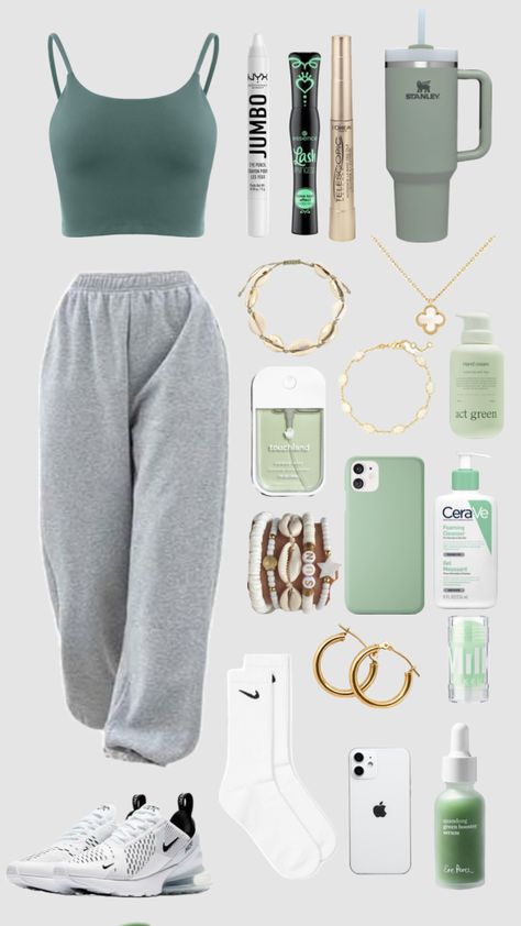 Sage Green Outfit Ideas, Outfit Ideas For Summer, Look Legging, Stile Casual Chic, H M Outfits, Outfit Ideas Summer, Cute Nike Outfits, Casual Preppy Outfits, Cute Lazy Day Outfits