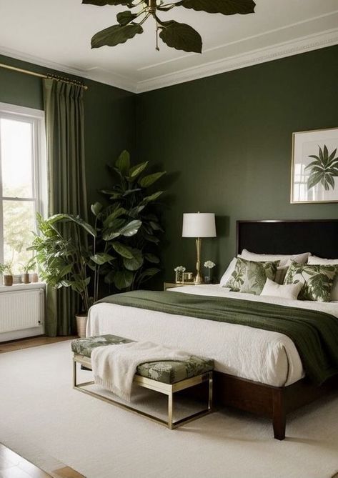 Transform Your Space: Green Bedroom Designs 2024 | Sage, Mint, Luxury - Dive into Timeless Elegance and Personalized Comfort Green Room Ideas Bedroom, Green And White Bedroom, Green Bedroom Walls, Green Bedroom Design, Green Bedroom Decor, Sage Green Bedroom, Gold Bedroom, Green Walls, Home Decor Living Room