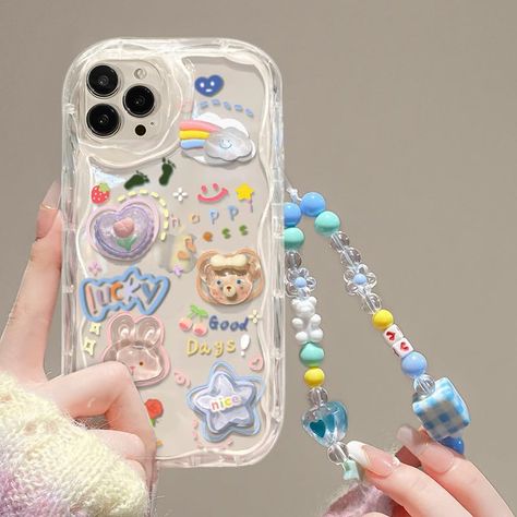 PRICES MAY VARY. 【Cute Phone case for iPhone 13 pro max】This phone cover case is made of non-yellowing transparent TUP material, with sensitive and accurate keys to grasp every operation, making your use more smooth and convenient. 【3D cute floral】The appearance of the case has many kawaii 3D three-dimensional bear, rabbit, heart, pentagram, clouds and other patterns, perfect for girls, full of girlhood and cute sense. 【Aesthetic Phone Charm】 phone case also comes with a bear chain and ice cream Capas Samsung, Craft Work For Kids, Charm Phone, Floral Aesthetic, Produk Apple, Cute Phone Case, Chain Lanyard, Girly Phone Cases, Iphone Obsession