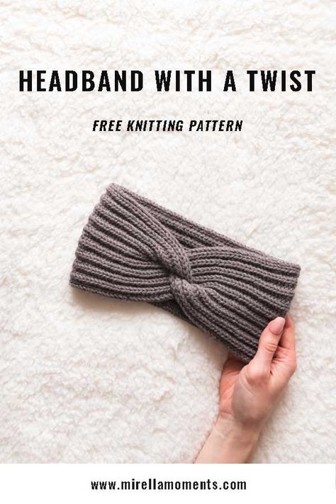 Free knitting pattern - headband with a twist in English rib. Fast and fun knitting project. Follow along the knitting tutorial to make your own.  #knitheadband #headbandwithtwist #headbandpattern #freeknittingpattern #headbandknittingtutorial Headband With A Twist, Twist Headband Knitting Pattern, Knit Pattern Headband, Free Knitting Headband Patterns, Twisted Knit Headband Pattern Free, Knit Headbands Patterns Free, Head Band Knitting Pattern Free, Headband Pattern Knitting, Knitted Head Band