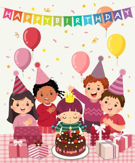 Fancy Birthday Party, Birthday Party Clipart, Happy Birthday Drawings, Party Vector, Birthday Party Images, Happy Birthday Kids, Party Cartoon, Birthday Cartoon, Happy Birthday Greetings Friends