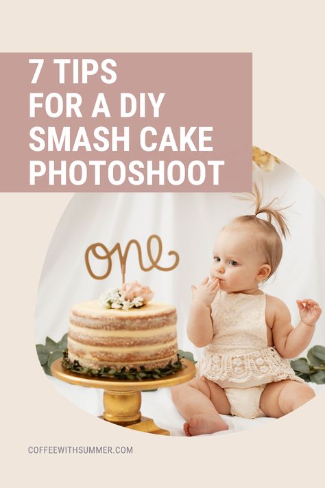 How To Take Your Own Cake Smash Photos, Smash Cake Birthday Pictures, Simple Pink Smash Cake, Smash Cake Photoshoot At Home, Simple Cake Smash Cakes, Boho Floral Cake Smash, Smash Cake Diy Photo Shoot, Cake Smash Cake Recipe, Aesthetic Smash Cake