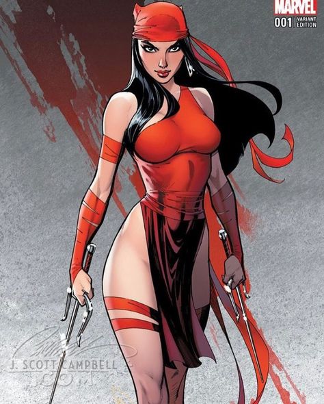 Electra J Scott Campbell, Female Comic Book Characters, Marvel Elektra, Marvel Heroines, Female Superhero, Scott Campbell, Arte Dc Comics, Marvel Comic Character, Comics Girls