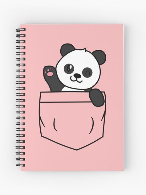 "Panda In Pocket Funny Gift For Panda Lovers" Spiral Notebook by Tema01 | Redbubble Pandas, Design For Notebook Cover, Design For Notebook, Panda Notebook, Cute Panda Drawing, Karbala Video, Panda Drawing, Panda Design, Panda Love