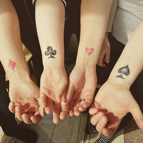 43 Cool Sibling Tattoos You'll Want to Get Right Now | Page 4 of 4 | StayGlam Matching Tattoos 4 Siblings, Family Of 4 Tattoo Ideas Matching, Small Tattoos For Group Of 4, Family Tattoos 4 People, Group Tattoos For 4, Multiple Sibling Tattoos, 4 Tattoos Matching, Sibling Tattoos 4 Siblings Meaningful, Matching Sibling Tattoos For 4