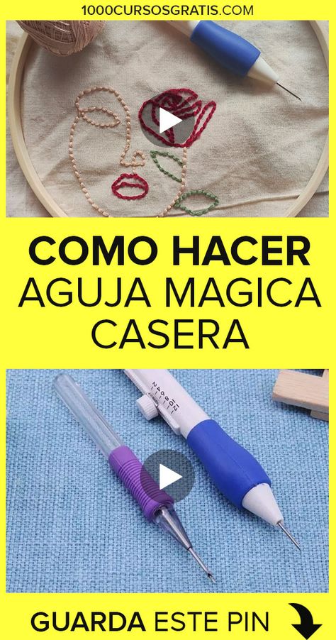 Si quieres realizar bordados de manera fácil y no tienes la famosa aguja mágica entonces este pin te ayudará. Aprende como hacer tu propia aguja mágica casera con este tutorial completamente gratuito. 👆👆👆😊  #costura #cursos #sewing #sewingtutorials #manualidades #courses #DIY #agujamagica #bordado Aguja Magica Ideas, Buat Pita, Pola Bordir, Costura Diy, Punch Needle Patterns, Punch Needle Embroidery, Needle Punch, Ropa Diy, Hand Art